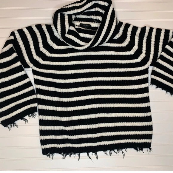 Sanctuary Womens Black White Stripe Jagger Cowl-Neck Sweater Medium 271 - Picture 3 of 5